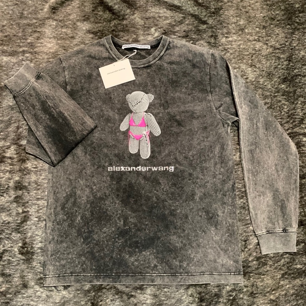 Authentic ALEXANDER WANG Teddy Bear Print Long Sleeve T-Shirt. Size M
